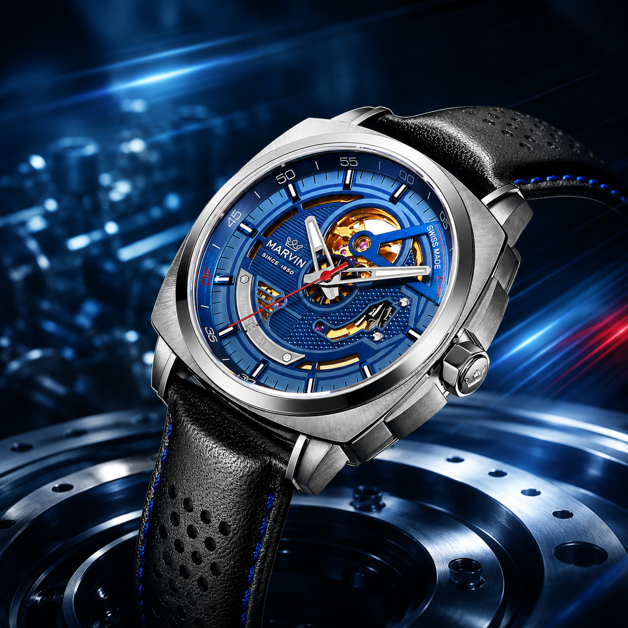 Malton Cushion Mechanical Armor Skeleton Watch