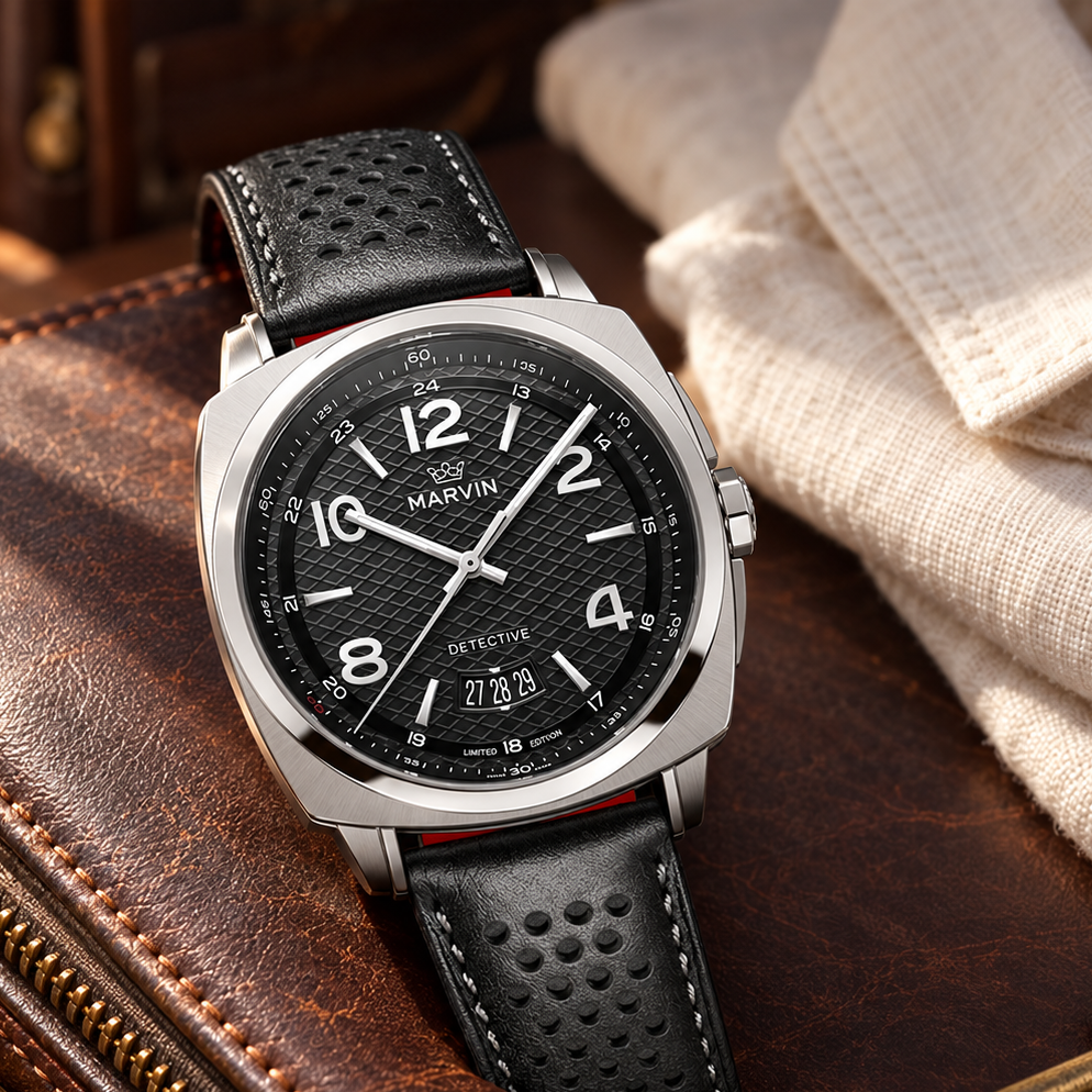 Marvin Malton Cushion Black Scale Automatic