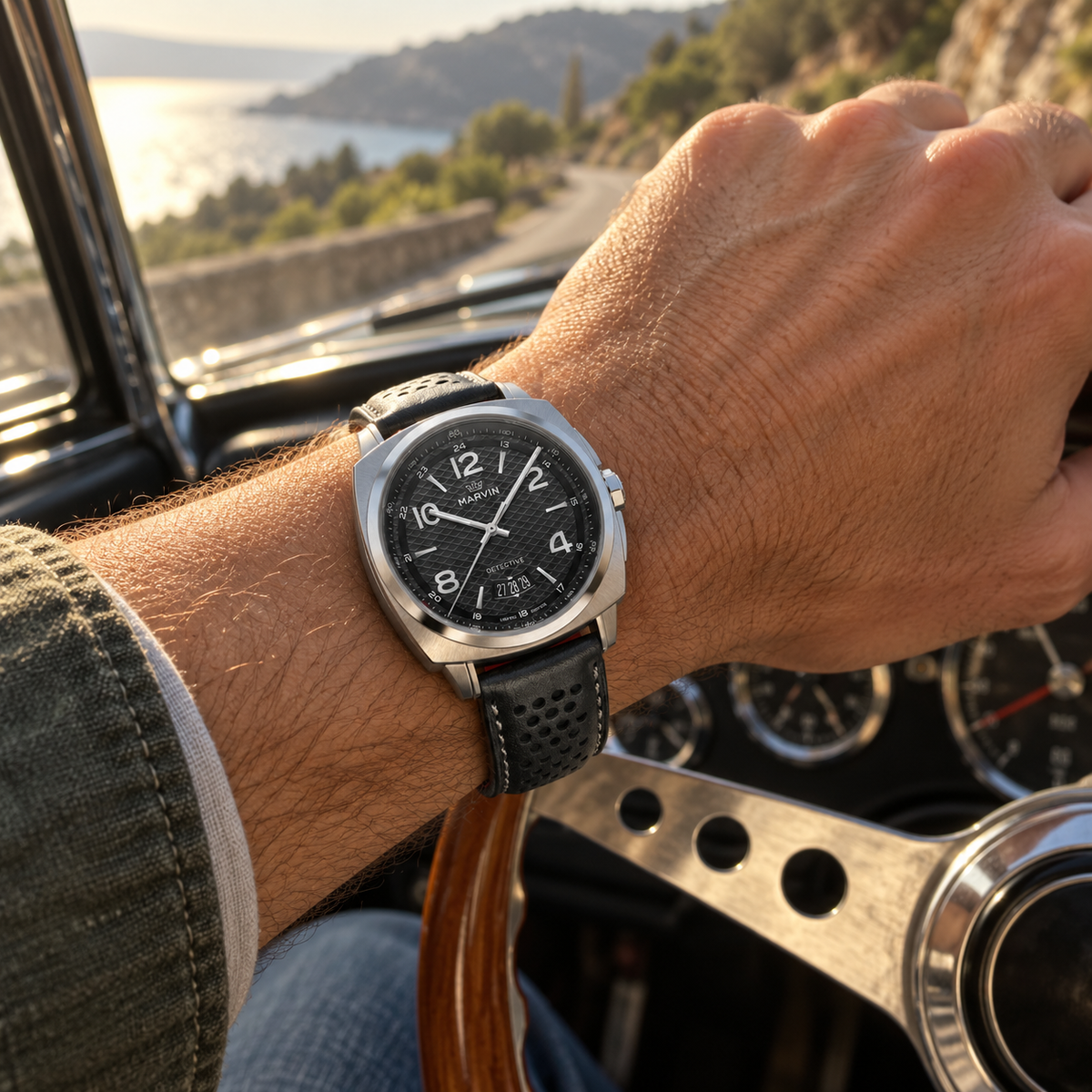 Marvin Malton Cushion Black Scale Automatic