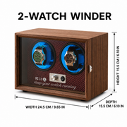 Walnut Automatic Watch Winder with Blue LED Lighting