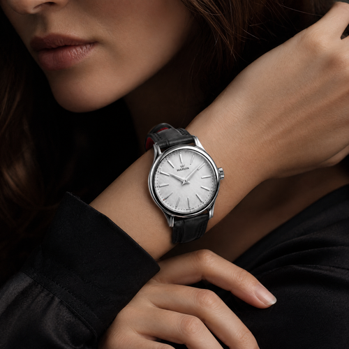 Malton Round Leather Dress Watch