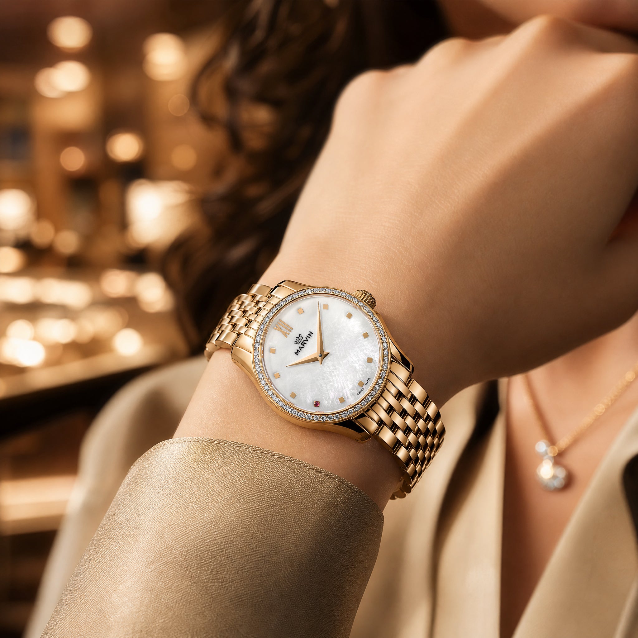 Malton Round Diamond-Set PVD Rose Gold