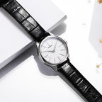 Malton Round Leather Dress Watch