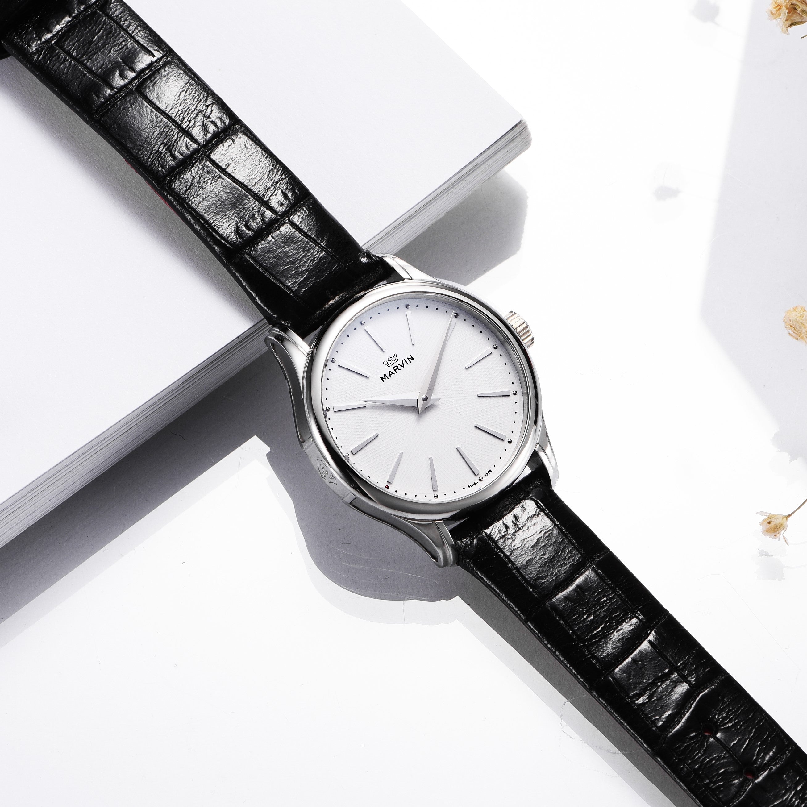 Malton Round Leather Dress Watch