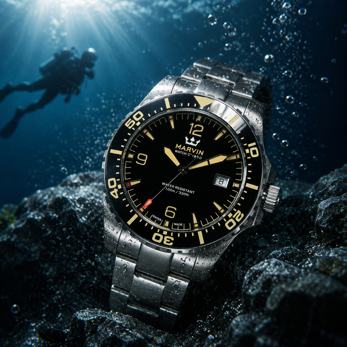 Diver Automatic Black Dial Stainless Steel Watch