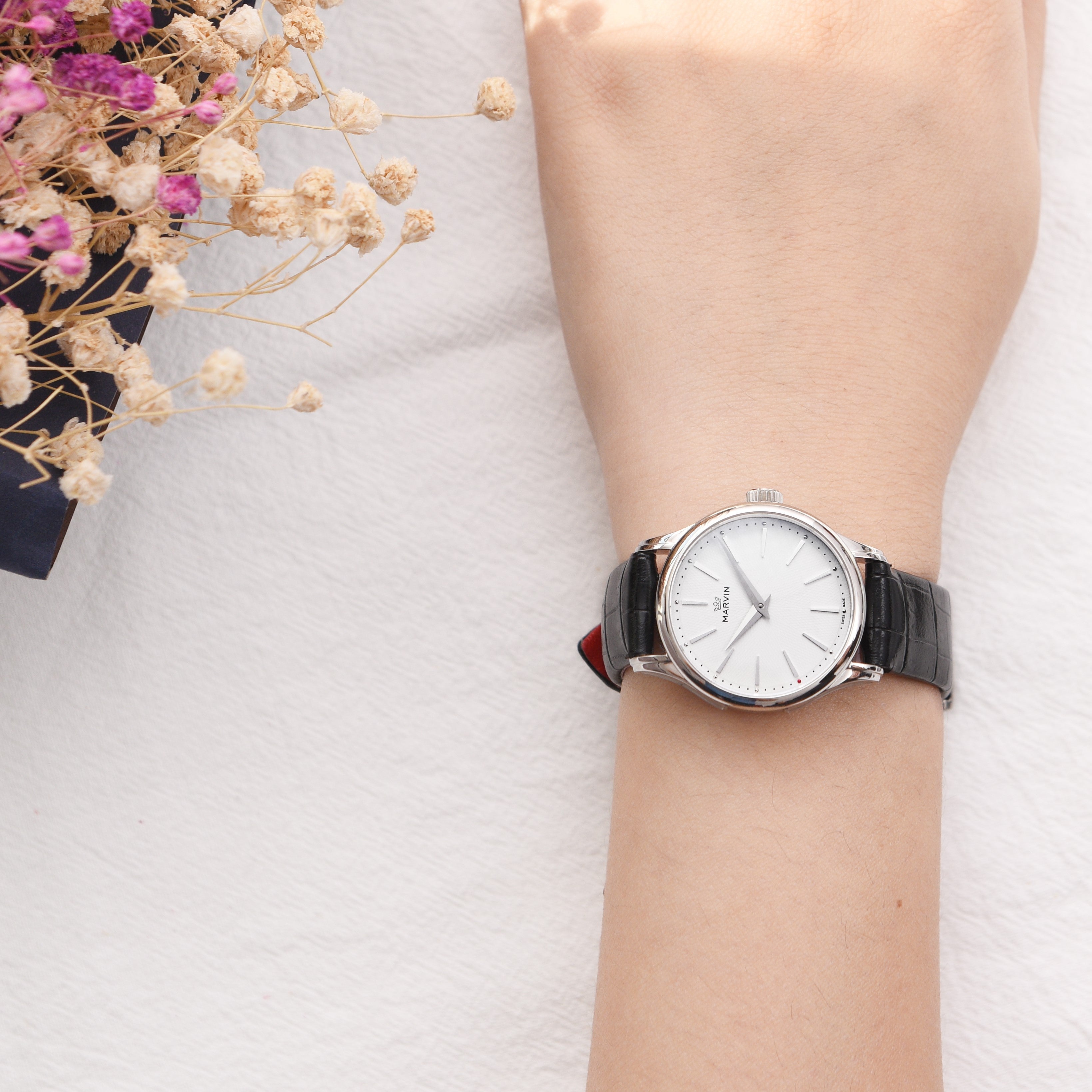 Malton Round Leather Dress Watch