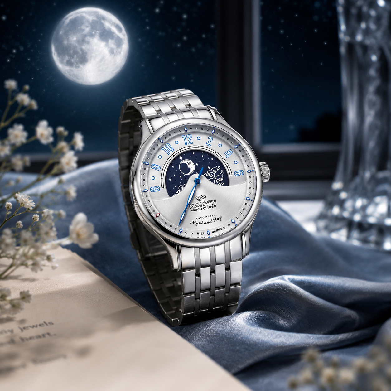 Malton Round "Mysterious Time" Automatic Moonphase