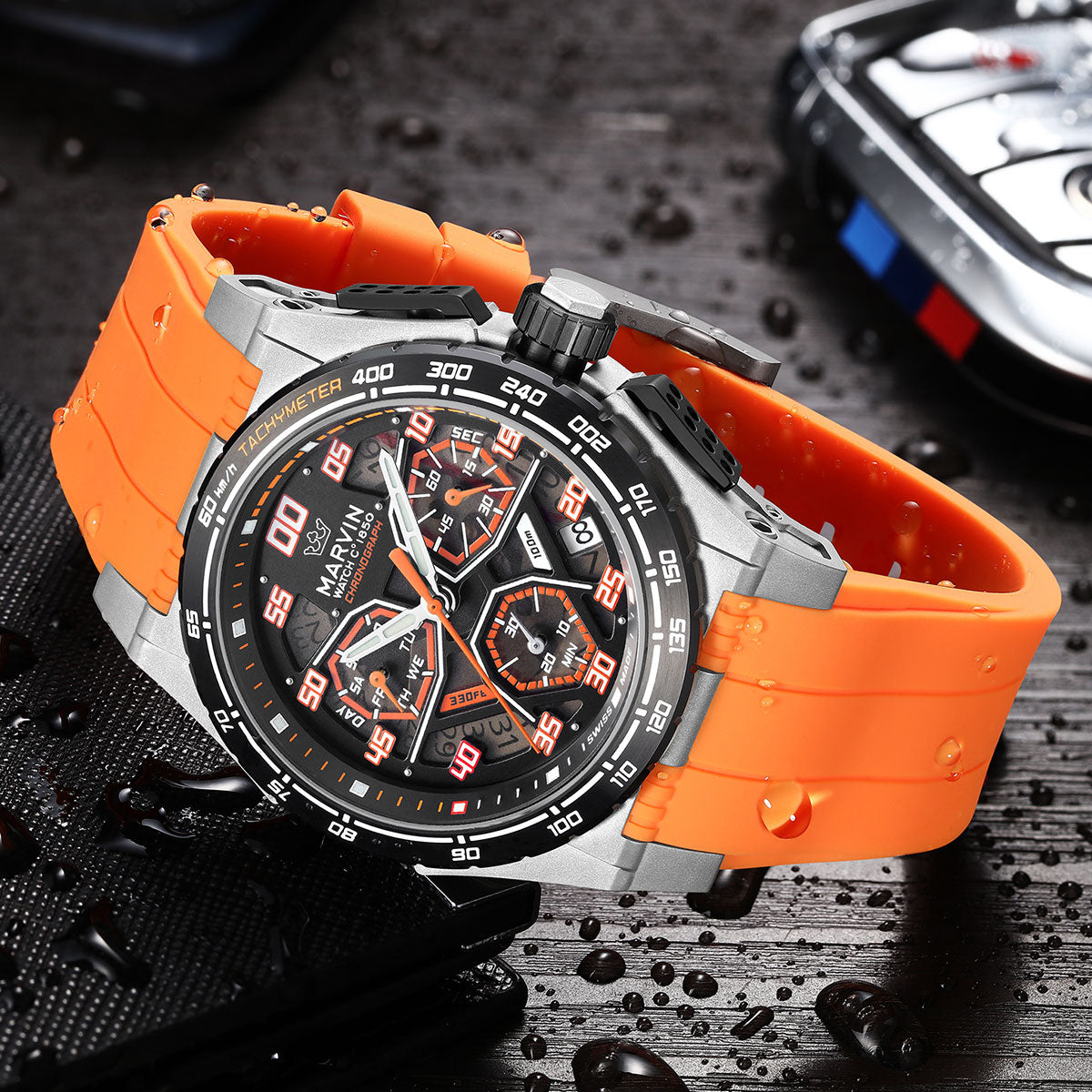 EVO Swiss Quartz Movement Racing Elements Yellow