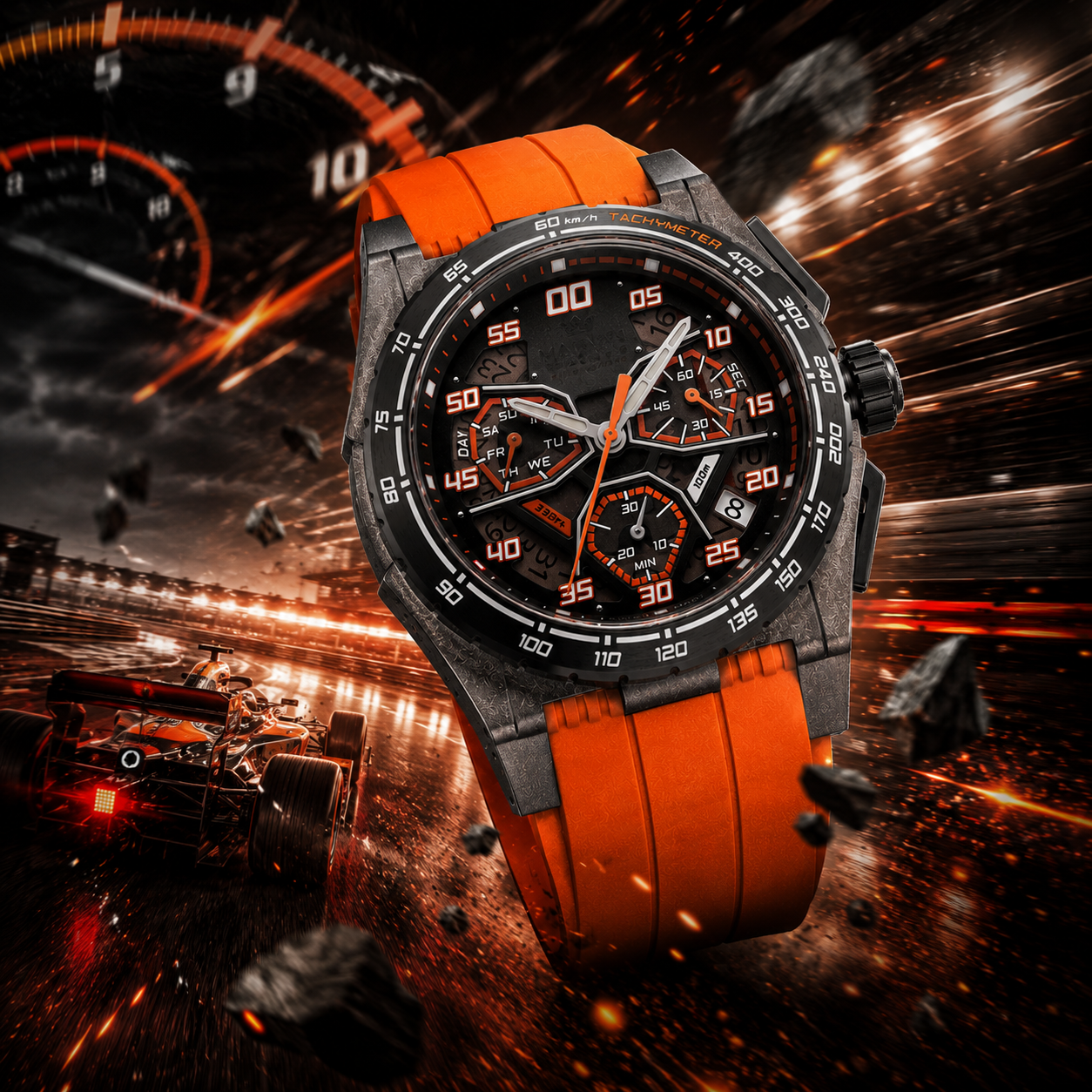 EVO Swiss Quartz Movement Racing Elements Yellow