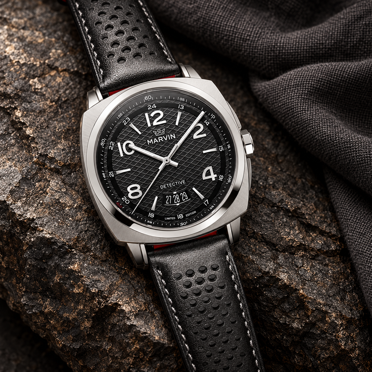 Marvin Malton Cushion Black Scale Automatic