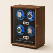 Walnut Automatic Watch Winder with Blue LED Lighting