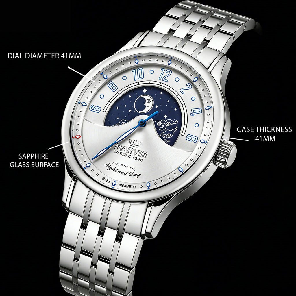 Malton Round "Mysterious Time" Automatic Moonphase