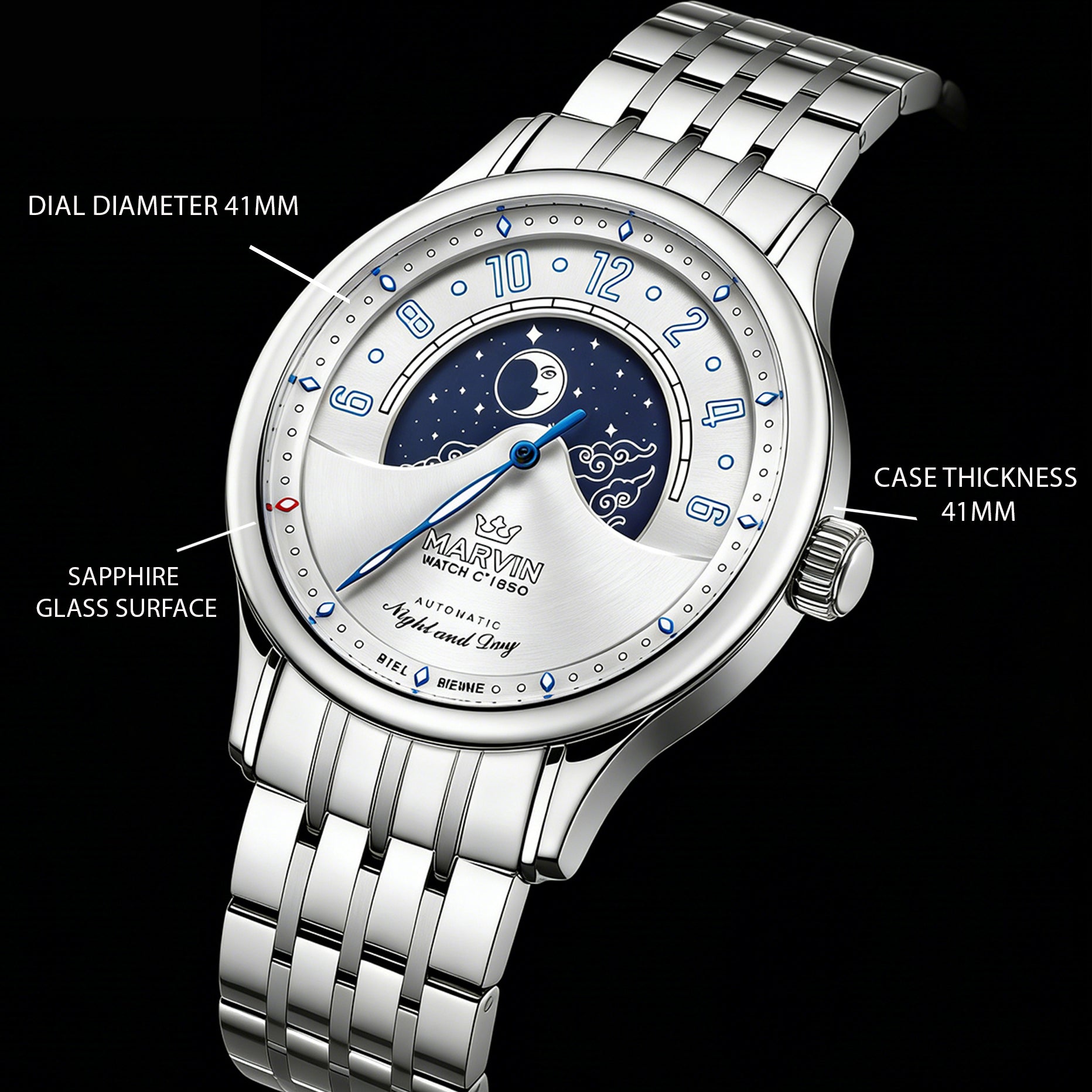 Malton Round "Mysterious Time" Automatic Moonphase