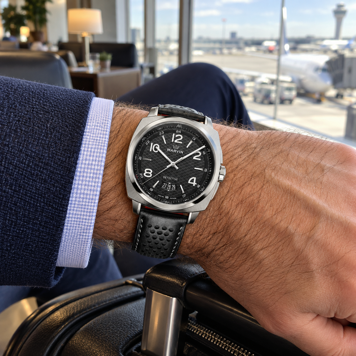 Marvin Malton Cushion Black Scale Automatic