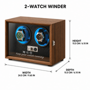 Walnut Automatic Watch Winder with Blue LED Lighting