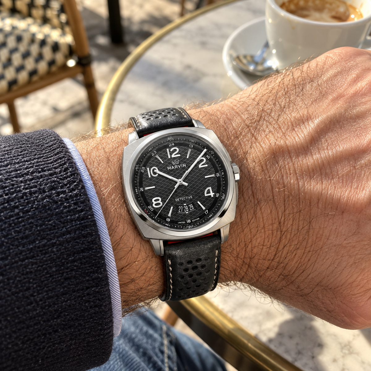 Marvin Malton Cushion Black Scale Automatic