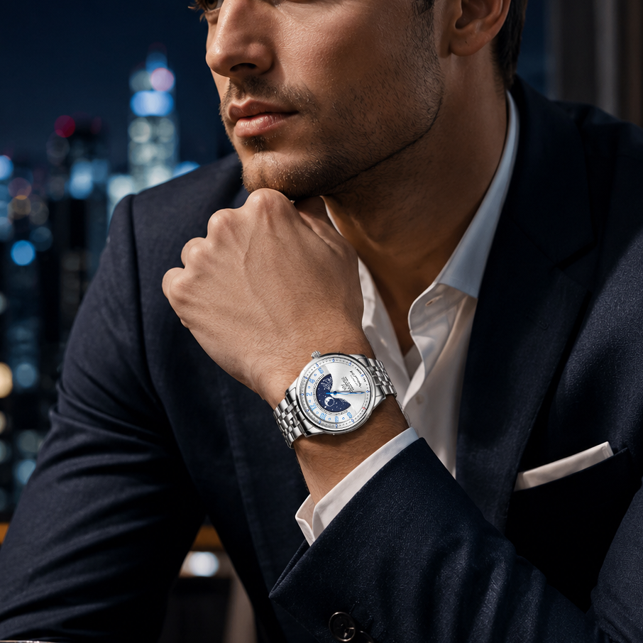 Malton Round "Mysterious Time" Automatic Moonphase