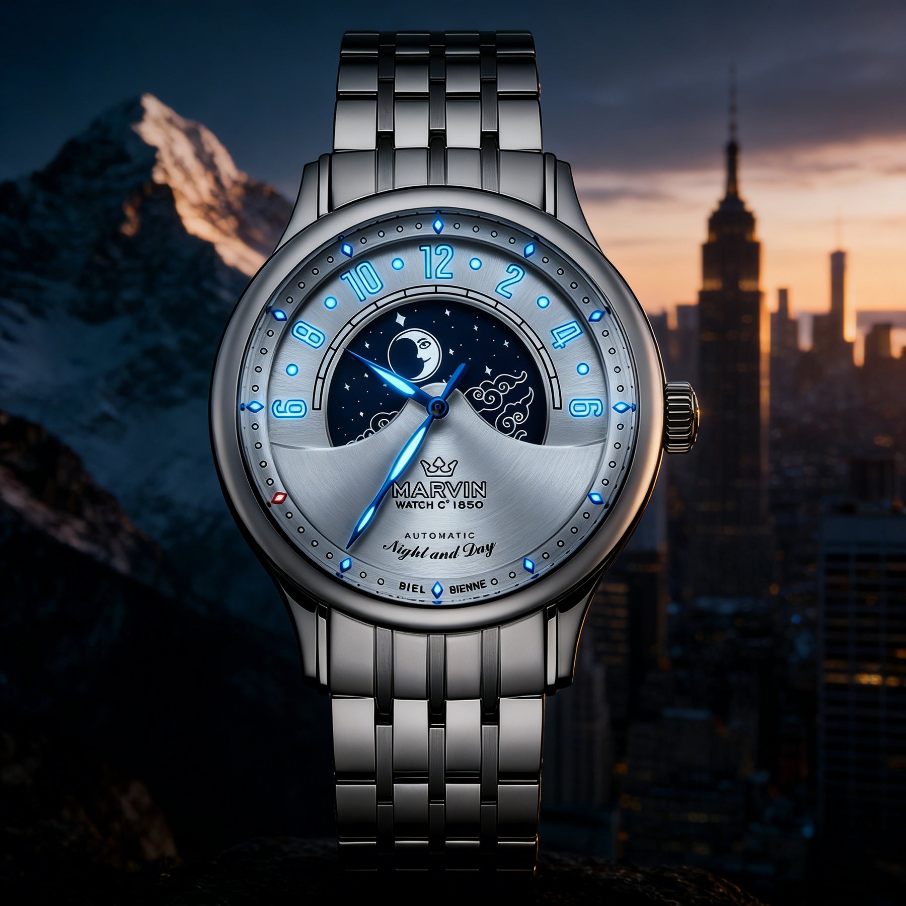 Malton Round "Mysterious Time" Automatic Moonphase